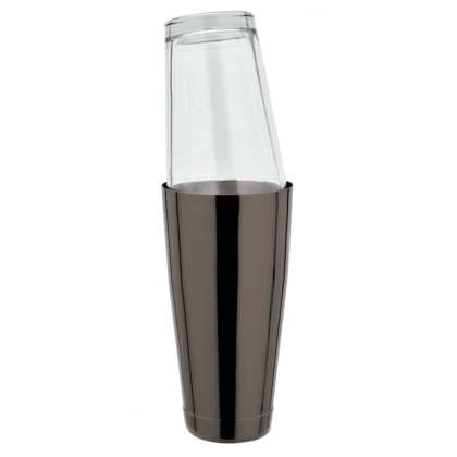 Bostonshaker Gun Metal svart med glas 82 cl
