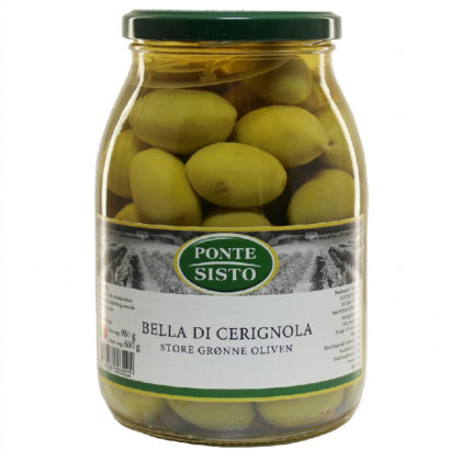 Gröna Oliver Bella Di Cerignola Med Kärna 980 g
